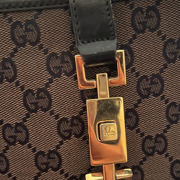 Vintage Gucci Jackie O Monogrammed Canvas and Leather Hobo Shoulder Bag - Picture 3 of 6